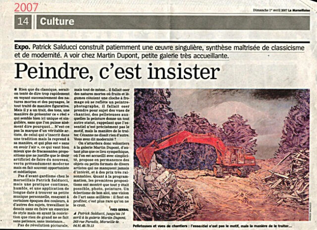 Article de presse 2007 exposition de Patrick Salducci