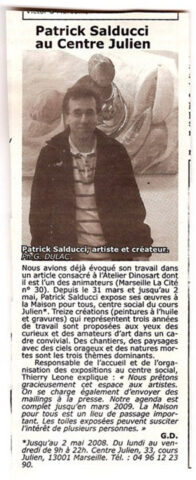 Article de presse 2008 Expo.-Centre-Julien-article-Gilbert-Dulac Patrick Salducci Artiste peintre