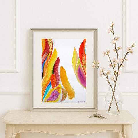 Aquarelle flammes arc-en-ciel Aquarelle flammes de Patrick salducci artiste peintre Marseille