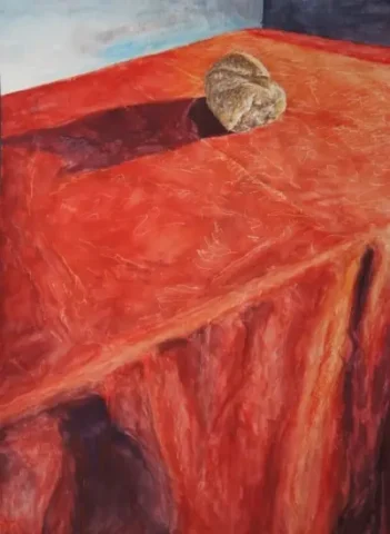 Pain et vin aquarelle art chrétien par Patrick Salducci artiste peintre