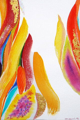 Aquarelles-flammes-arc-en-ciel 30-45cm par Patrick Salducci
