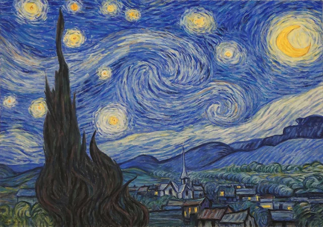 Reproduction Nuit Etoilée de Van Gogh par Patrick Salducci artiste peintre