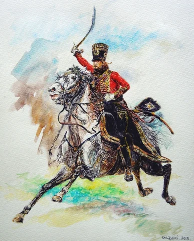 Copie Aquarelle-hussard-napoleon Patrick Salducci artiste peintre