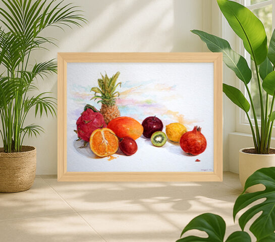 Aquarelles aquaralles nature morte Aquarelle fruits exotiques artiste peintre Marseille
