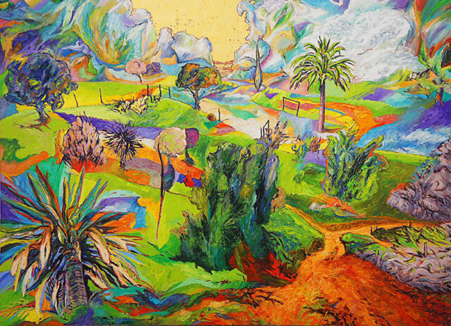 Peinture acrylique paysage jardin Nice par Patrick Salducci