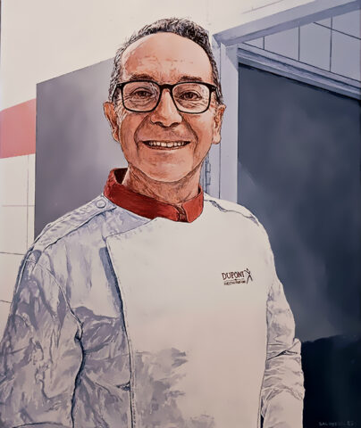 Commande portrait-cuisinier-peinture-acrylique-par-Patrick-Salducci