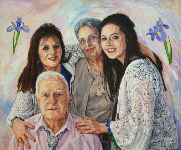 Portrait famille peinture acrylique sur toile portrait famille artiste peintre Marseille Patrick Salducci